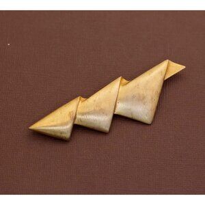 Vintage Thunder Origami Gold Tone Brooch by MJENT - U19